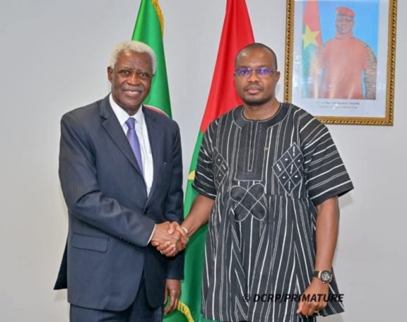 Le Premier ministre lors de l'audience avec M. Koby Koomson, Représentant de la société Windmill Rice Farms.