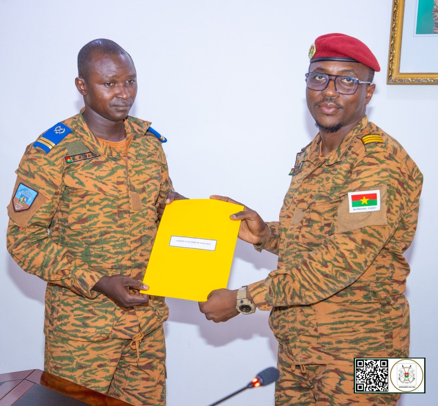 Intendant de la Présidence du Faso: Le lieutenant Korê Bernard YARO installé dans ses fonctions